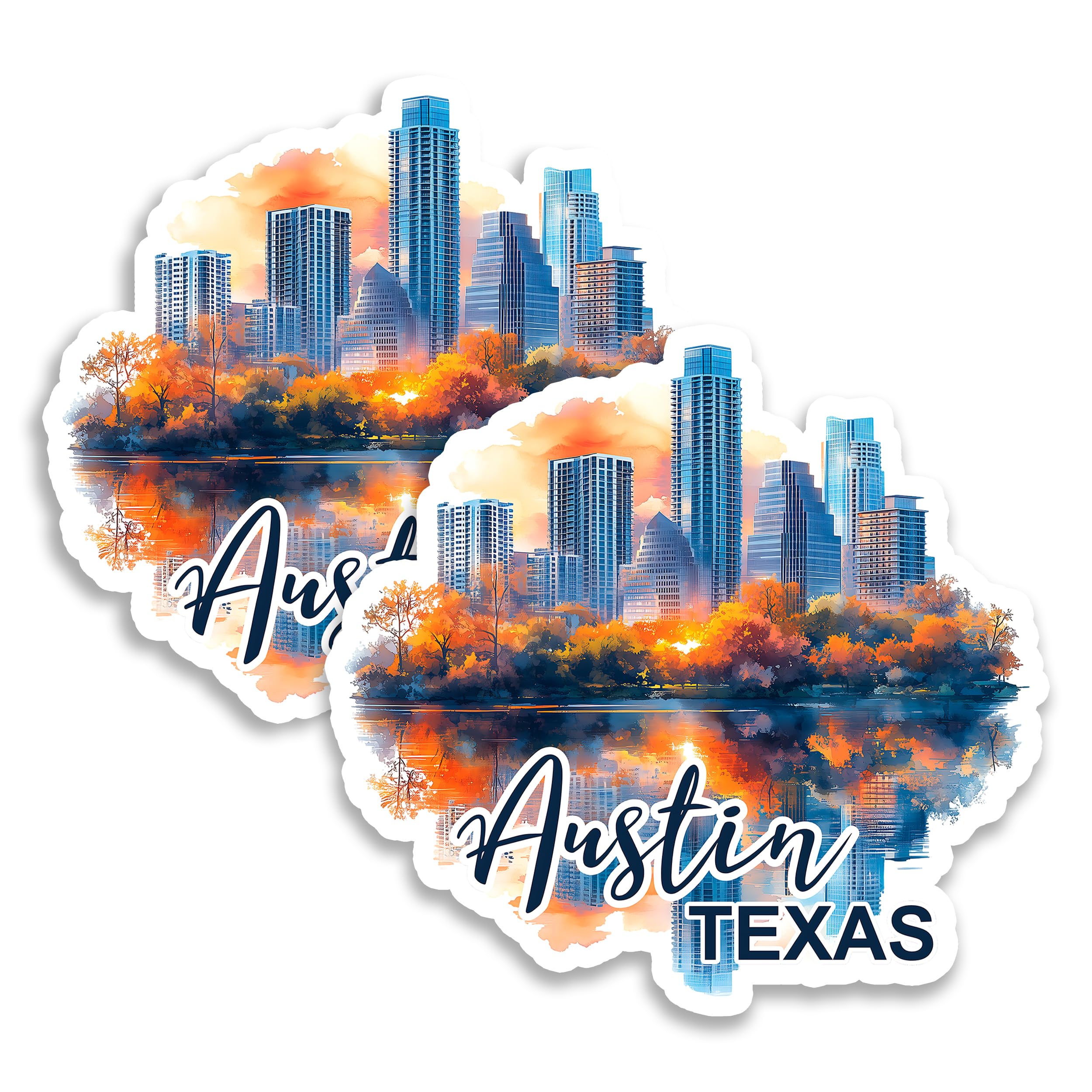 Austin Texas Magnet 4 Inch 2-Pack City USA – Strong Vinyl Decorative Travel Magnets for Fridge Locker Kitchen Office – Cute Fun Aesthetic Cool Durable