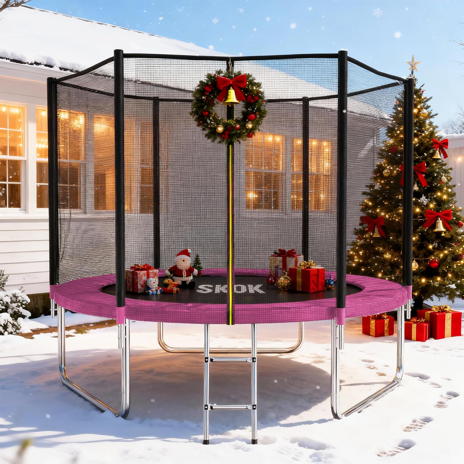 SKOK Trampoline for Kids,400LBS Outdoor Trampoline with Net-ASTM Approved Trampoline for Children and Adults