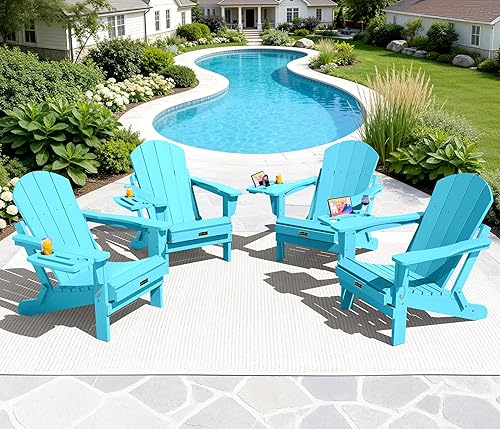 Vista 88 de SERWALL Juego de 2 sillas plegables Adirondack para patio, jardín, exteriores, fogata, color azul marino Zafiro