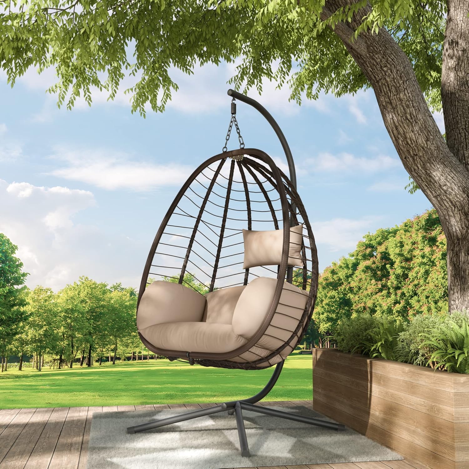 Outdoor Indoor Wicker Rattan Hanging Chair with Liberia Ubuy