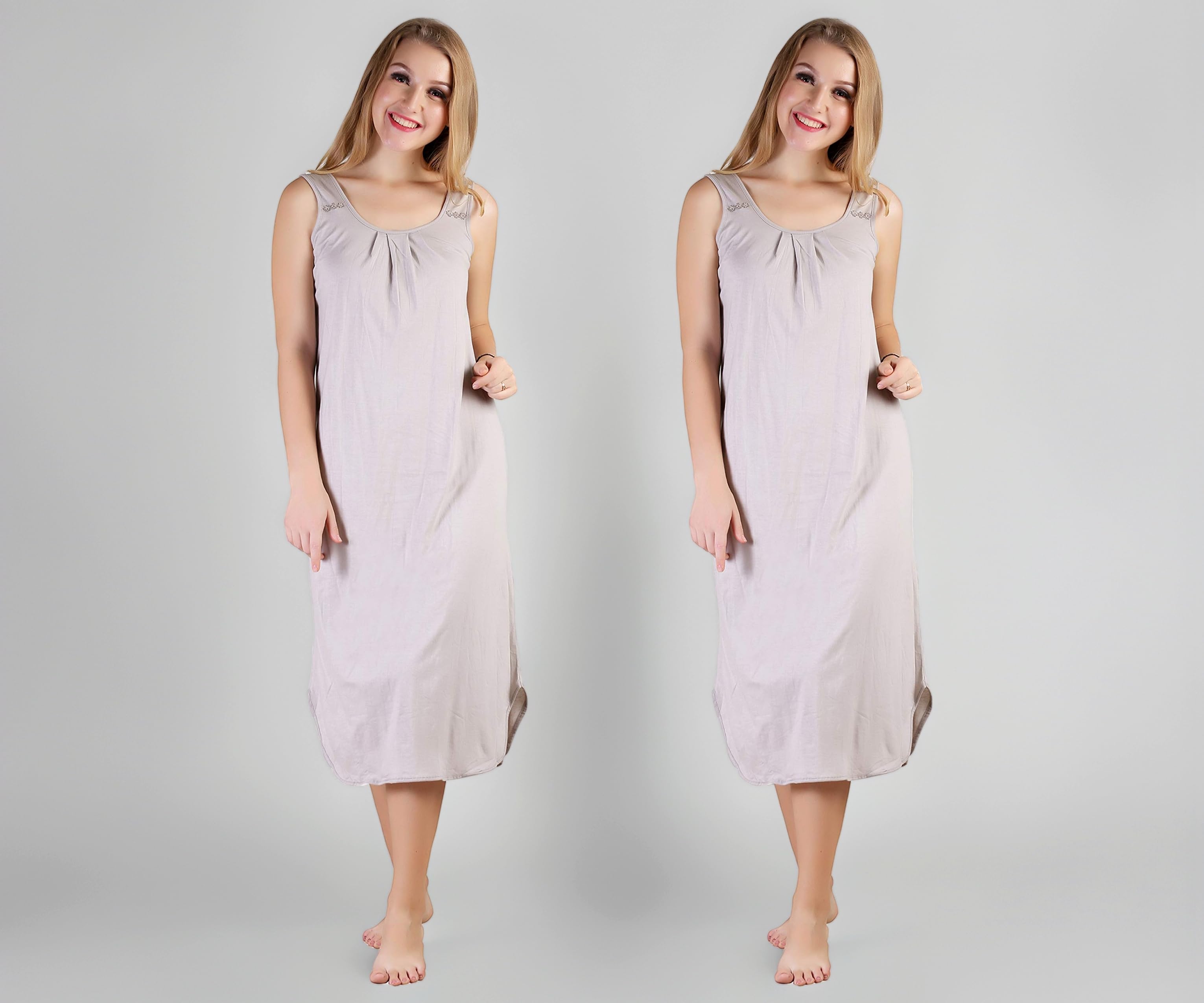 BLAZON Women's Cotton Hosiery Solid Maxi Nighty Slip (Pack of 2) Available Sizes: S, M, L, XL, 2XL, 3XL, 4XL, 5XL