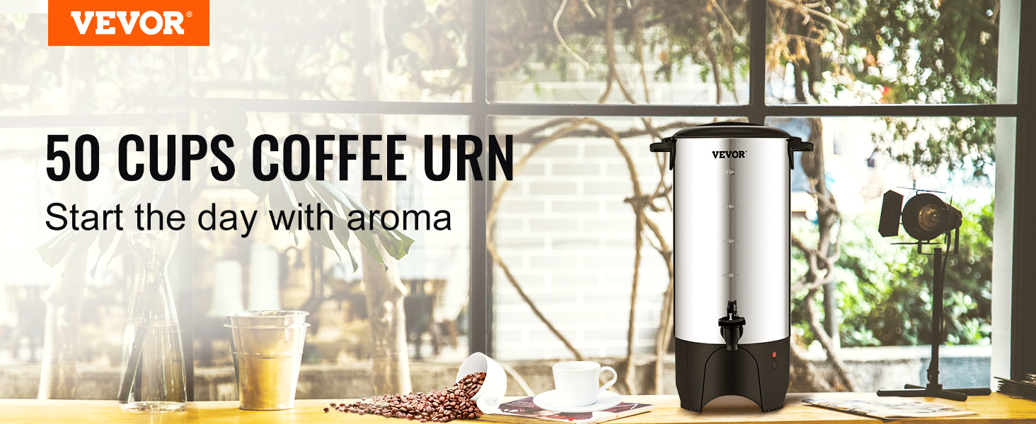VEVOR Percolateur A Cafe 7,4 L 50 Tasses Distributeur De Boissons Chaudes 74 L 50 Tasses Inox 72887756