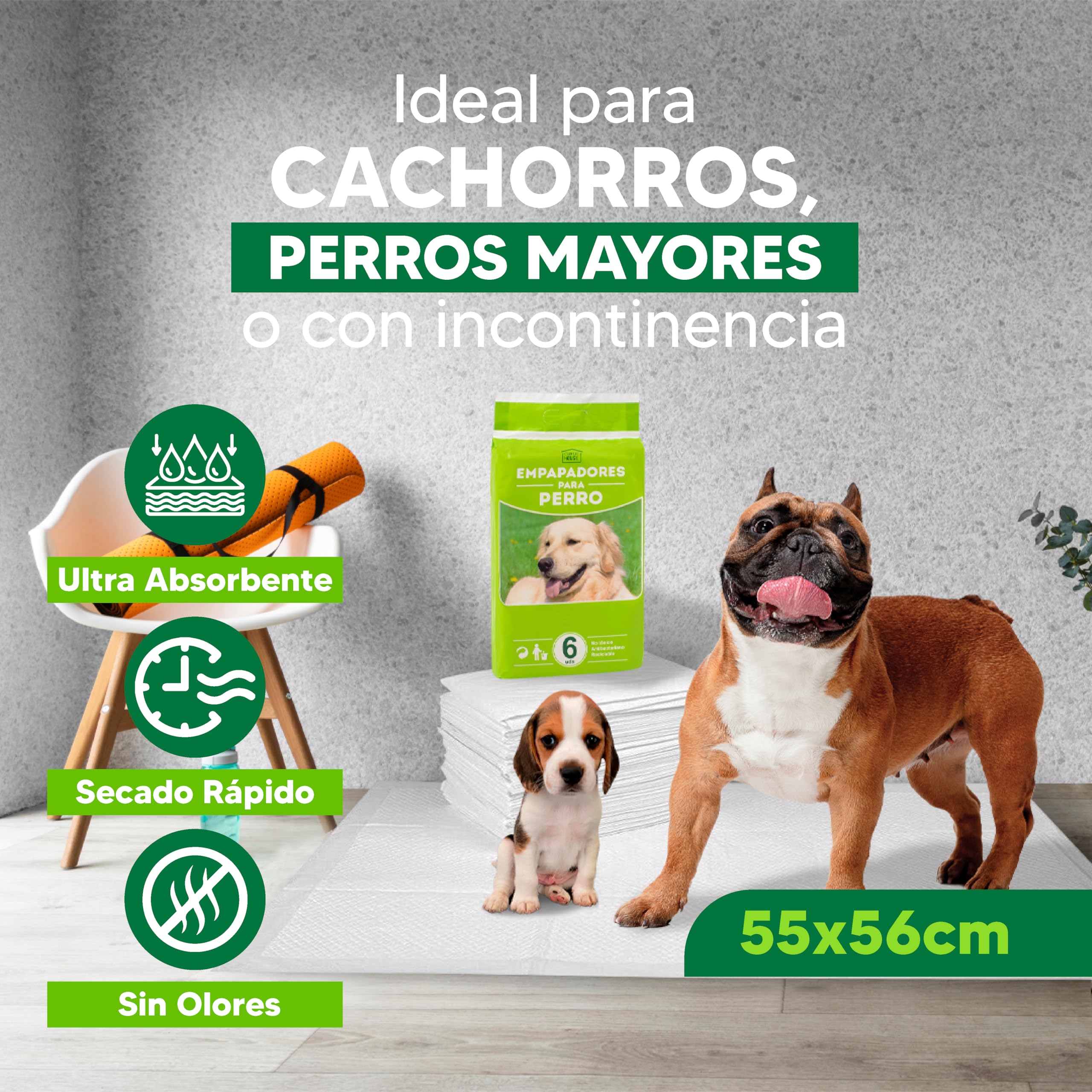 144X Empapadores Perros 55x56cm Ultra Absorbente - Empapadores Perros Grandes y Pequeños a Prueba de Fugas - Empapadores Desechables Perros y Gatos - Almohadillas de Adiestramiento Perros