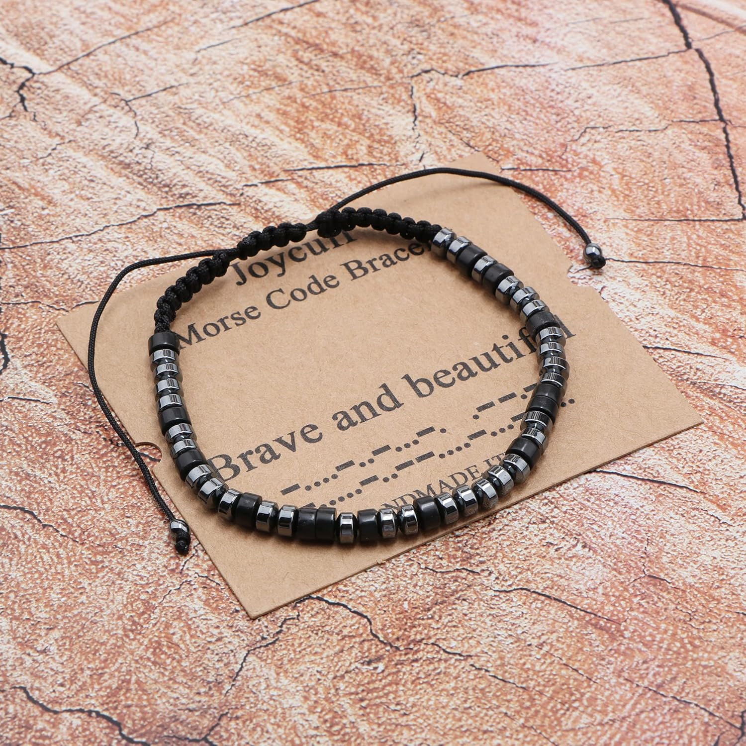 JoycuFF Morse Code Bracelets for Women Men Gifts for Her Him Mom Dad Daughter Sister Best Friend Funny Inspirational Bracelets for Women Jewelry Adjustable Silk Beaded Wrap Bracelet - Image 4