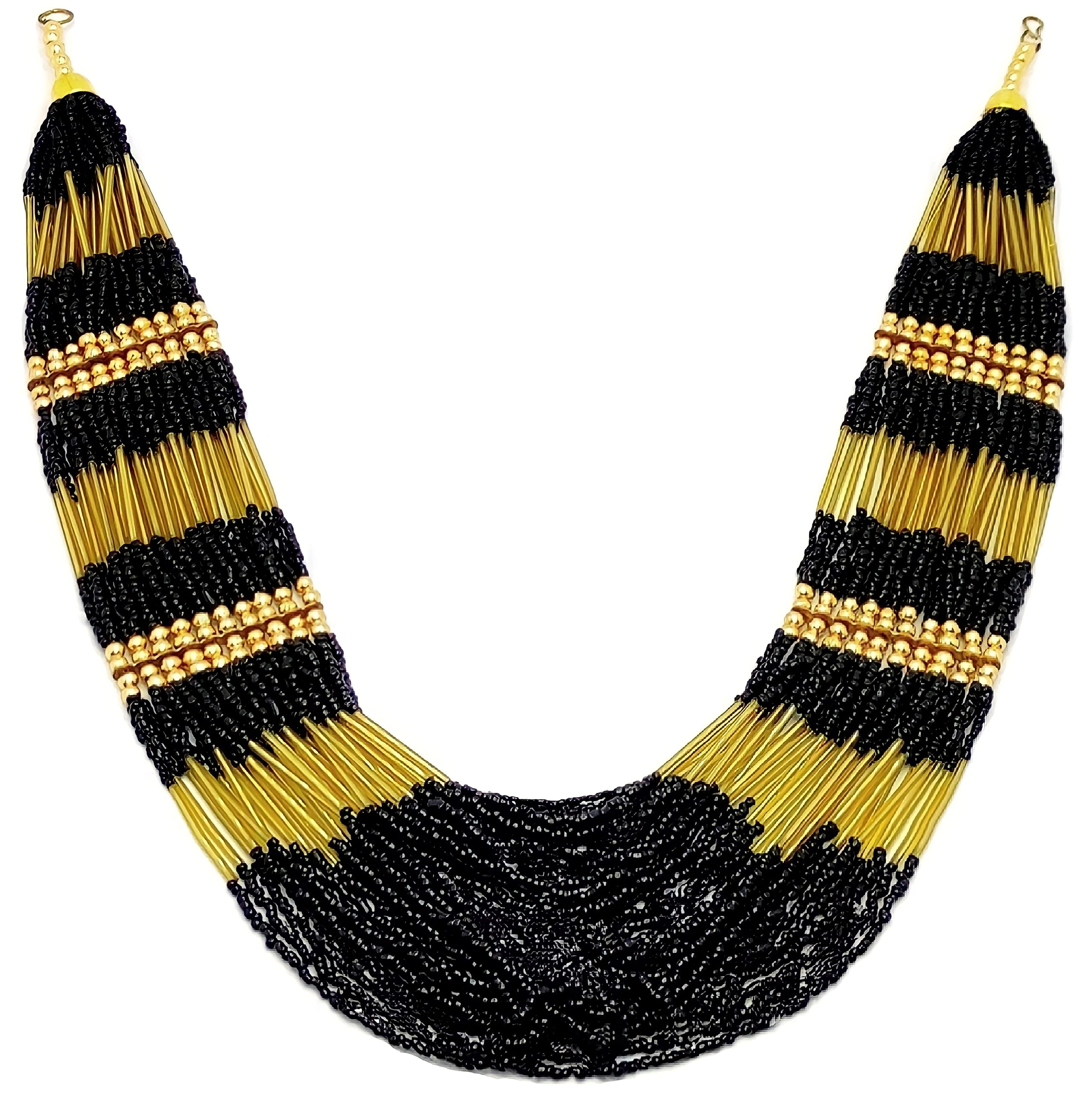 Byggy Glass Beads Necklace Set Rani Haar (Black) (B09RVGGZCK) Amazon Price History, Amazon Price Tracker