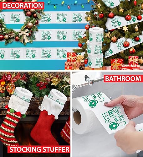 Miniatura 5 de Printed TP Tinkle all the Way - Papel higiénico estampado verde navideño - Rollo de papel higiénico divertido para bromas, decoración de baño,