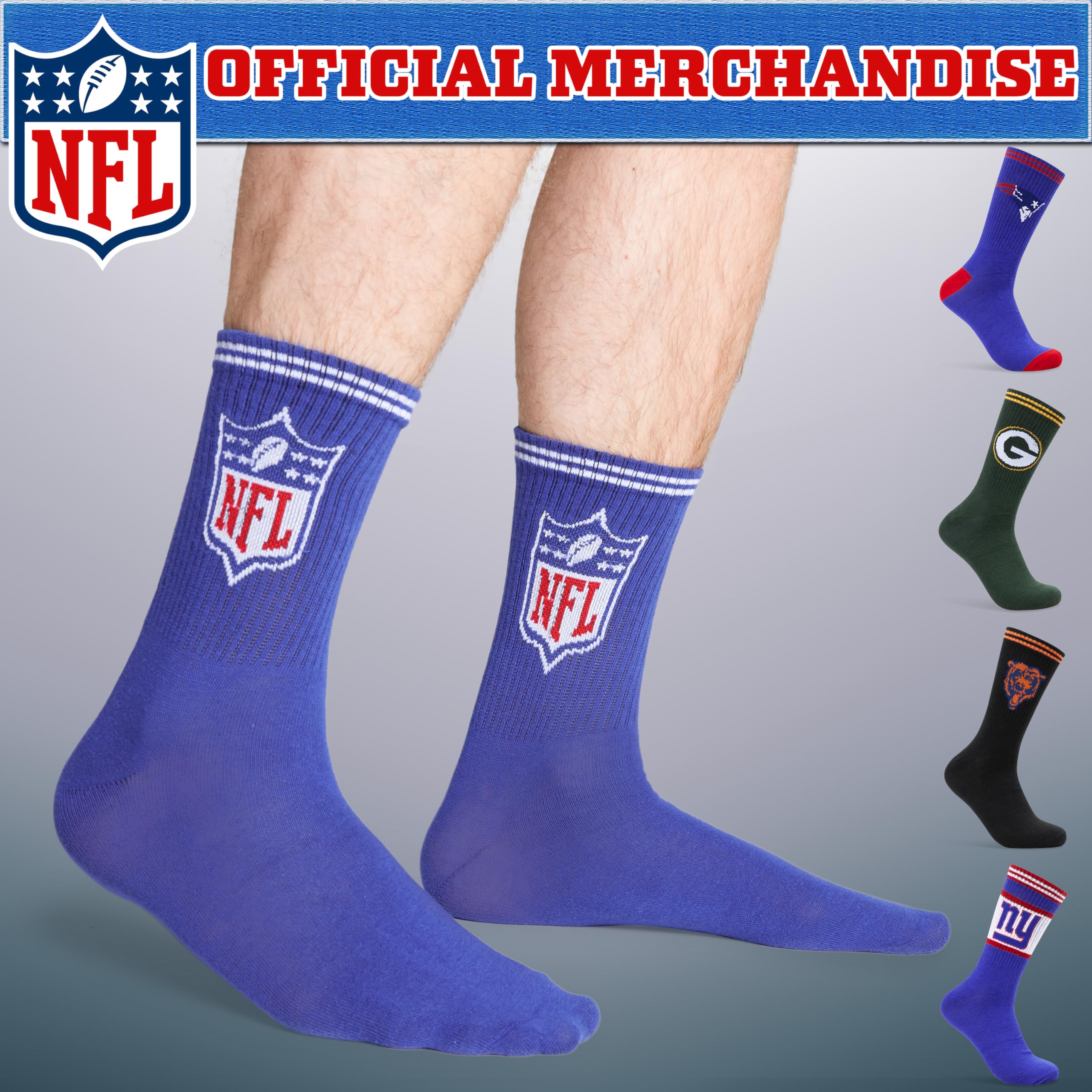 NFL Chaussettes Homme Mi-Mollet, Coffret 5 Paires Chaussettes Homme Fantaisie Sport, Idée Cadeau Adulte Ado 36-40, 40-46