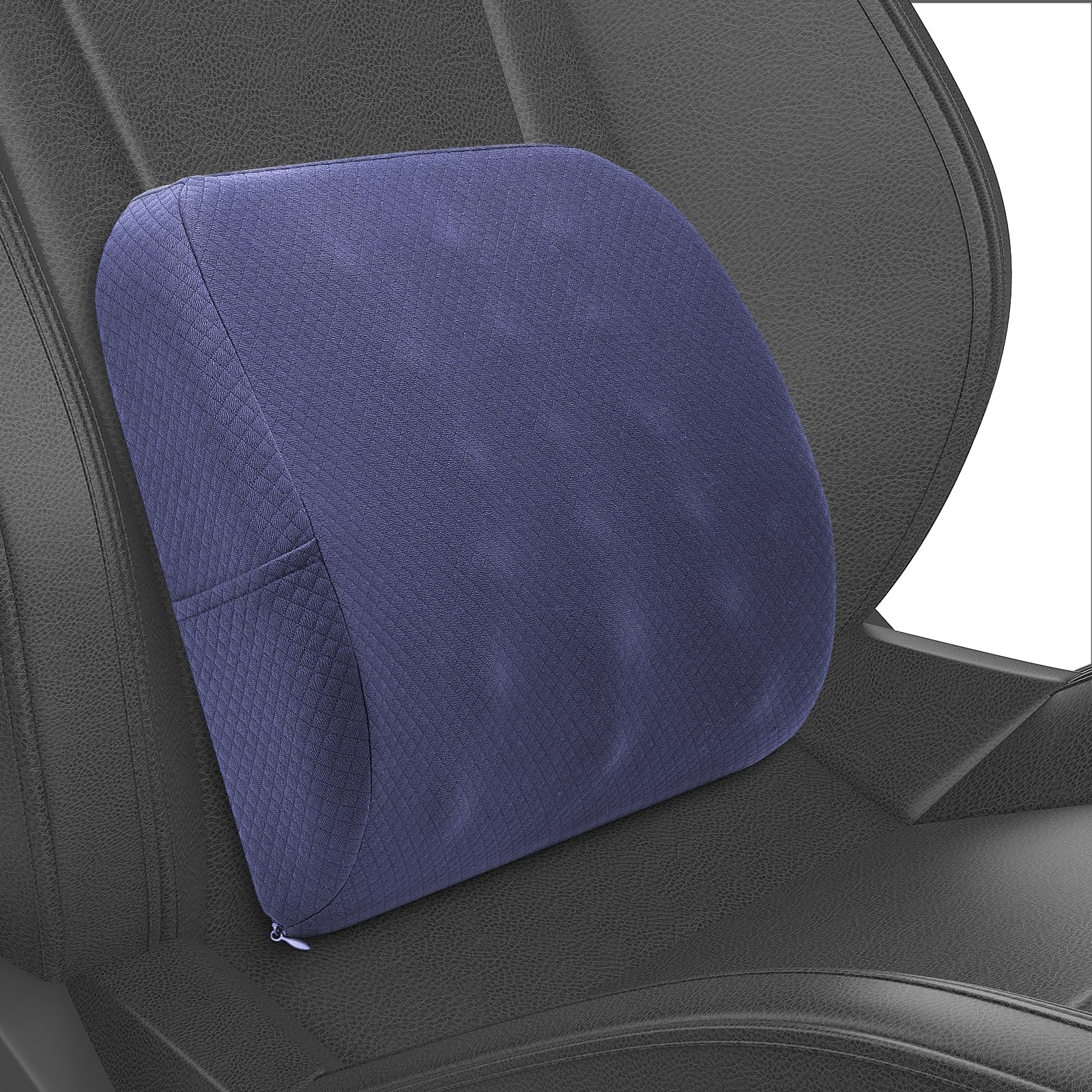 Cojín Lumbar para Coche, Almohada Lumbar con Esponja Memoria, Cojín Lumbar Ergonómico para Asientos de Coche, Silla de Oficina, Silla de Ruedas, Azul Marino