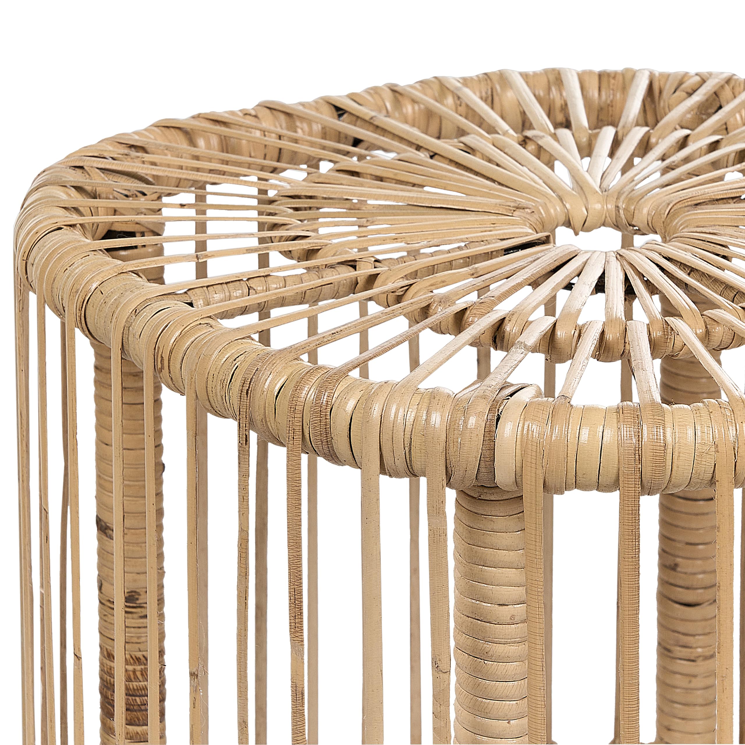 Zestaw dwóch stolików kawowych ogrodowych rattanowy metalowe żelazne nóżki boho naturalny Cesantica