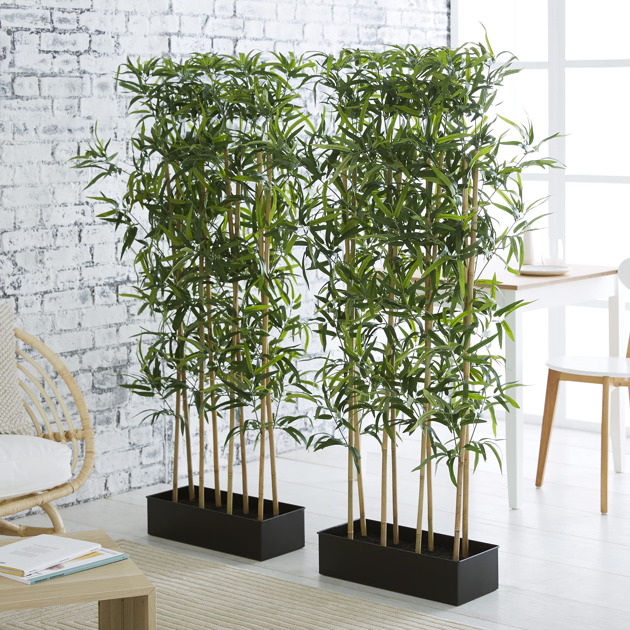 Amazon.de: Raumtrenner Bltter Raumteiler aus knstlichem Bambus  Sichtschutz Naturstmme Hhe ca.150 cm