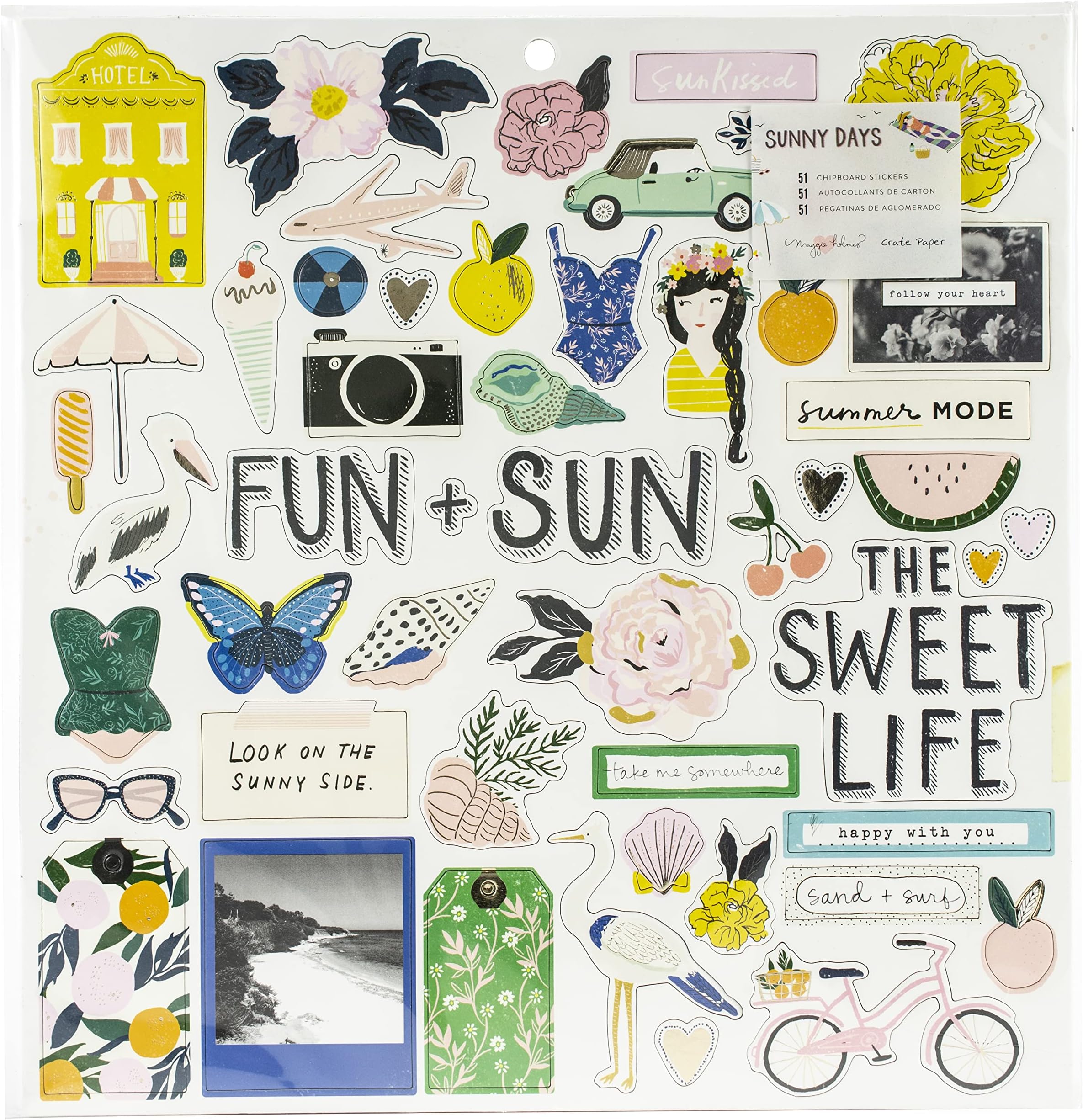 Crate Paper SUNNY DAYS STICKERS 12X12CHIPB, W/Gold Foil Accents