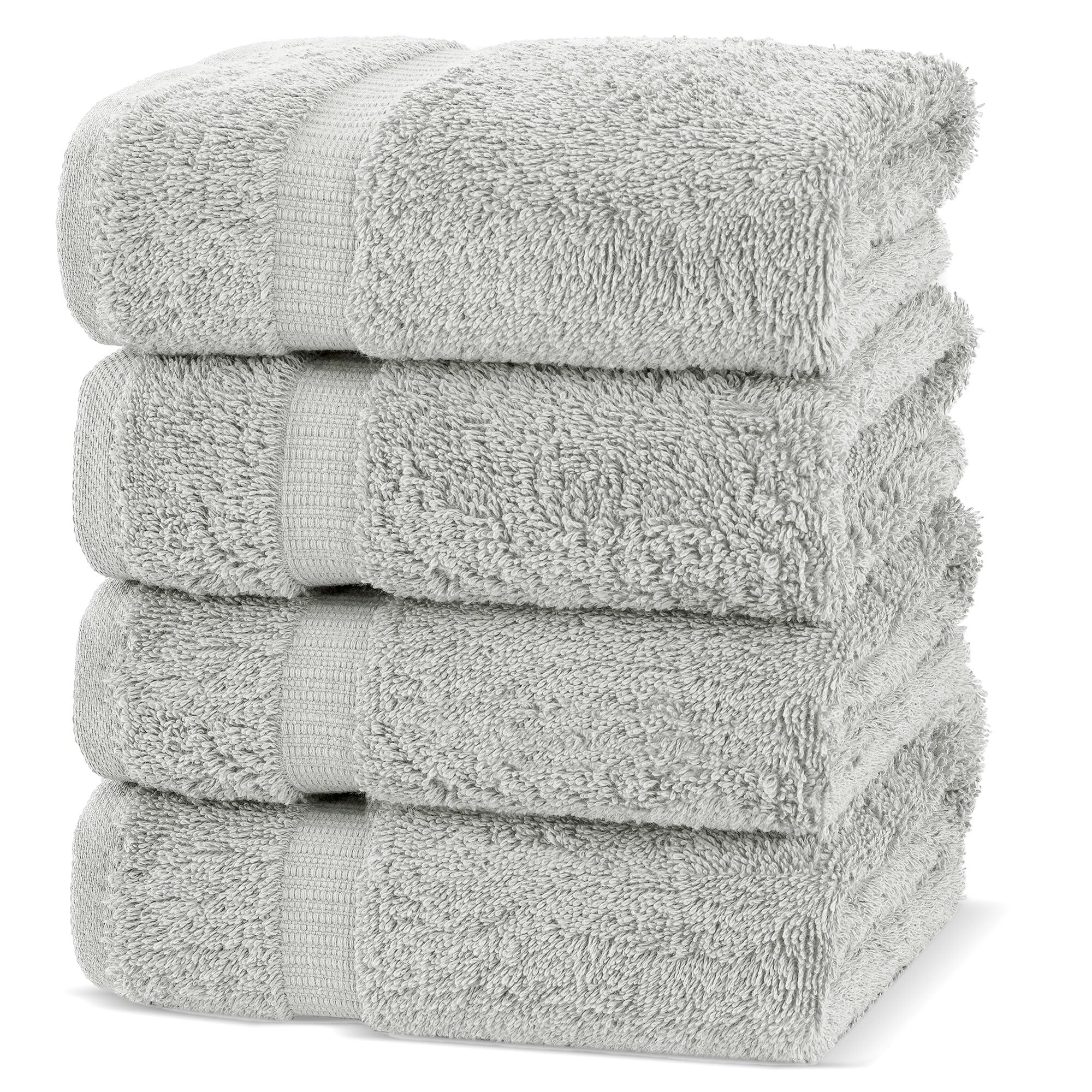 Chakir Turkish Linens Premium Cotton Absorbent Turkish Towels Hand Towel - 4 Piece Silver