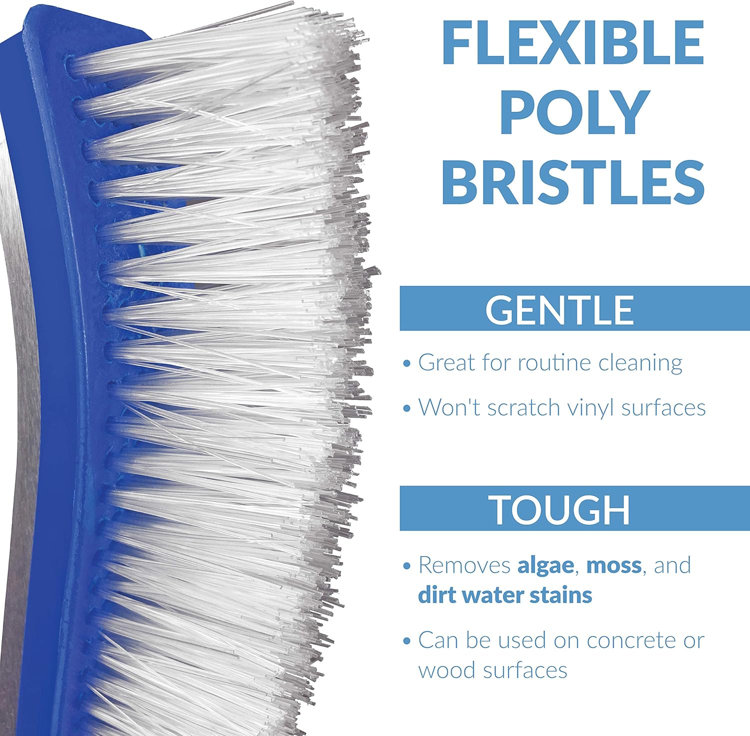 Blue Devil Pool Wall Brush Deluxe with Poly Bristles - 18" : Health & Household