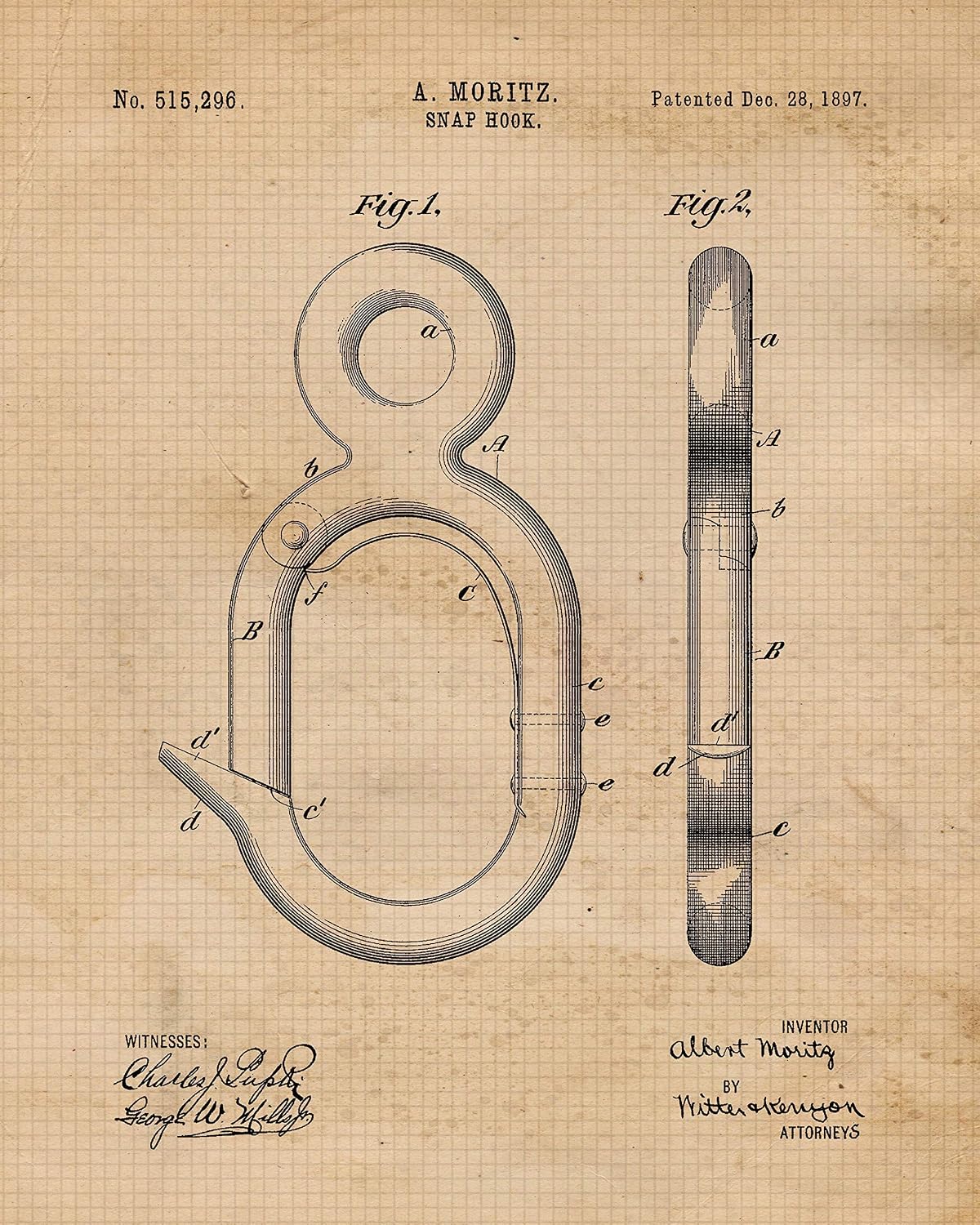 Classic Rock Mountain Climbing Gear Tools Patent Prints, 6 (8x10) Unframed Photos, Wall Art Decor for Home Work Office Sportsman Garage Gym Hike Trek Trail Outdoors Shop School Student Teacher Coach