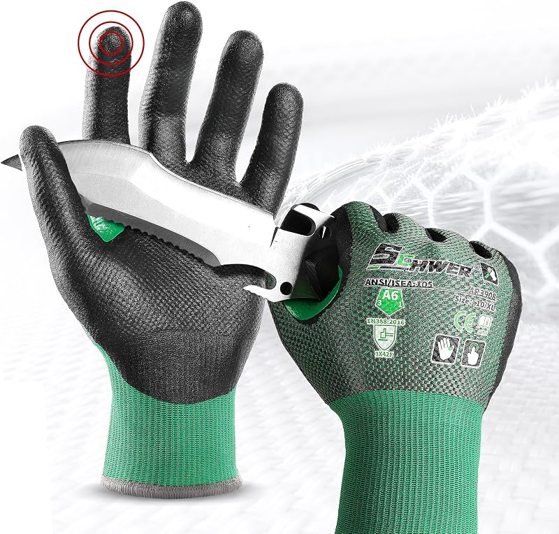 Schwer AIR-SKIN ANSI A6 Cut Resistant Work Gloves Comfort-Fit, AR3908, XL | Reinforced Thumb, Ultra Thin, Non PFAS, Wire, Fiberglass, for Electronics, Precision Work, Fishing, Warehousing, Mechanics
