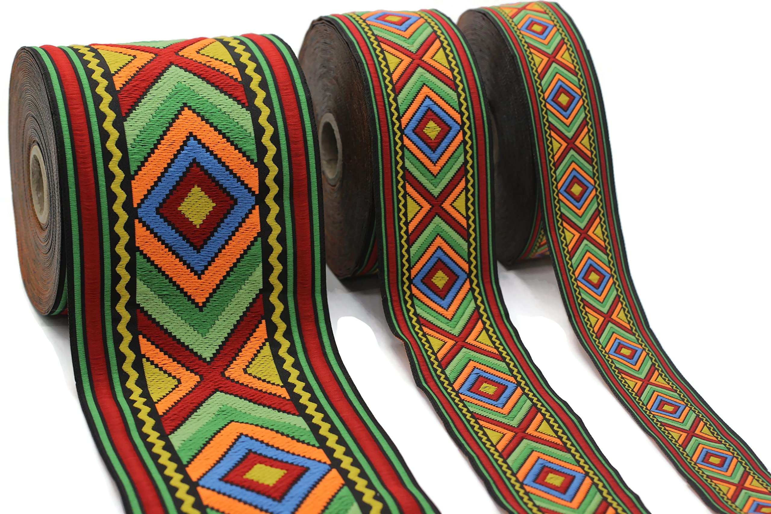 10 mètres de ruban jacquard de style Colore Africain Motif des rubans de tissu pour artisanat 100mm