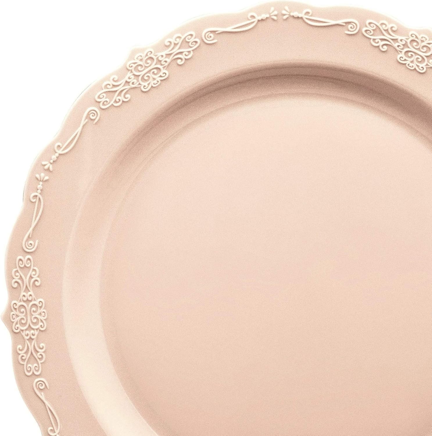 Creative Product OCCASIONS 240 Plates Pack,(120 Guests) Vintage Wedding Party Disposable Plastic Plates Set -120 x 10'' Dinner + 120 x 7.5'' Salad / Dessert (Verona in Blush / Antique Rose) One-Day Sale: Up to 70% Off OCCASIONS 240 Plates Pack,(120 Guests) Vintage Wedding Party Disposable Plastic Plates Set -120 x 10'' Dinner + 120 x 7.5'' Salad / Dessert (Verona in Blush / Antique Rose)