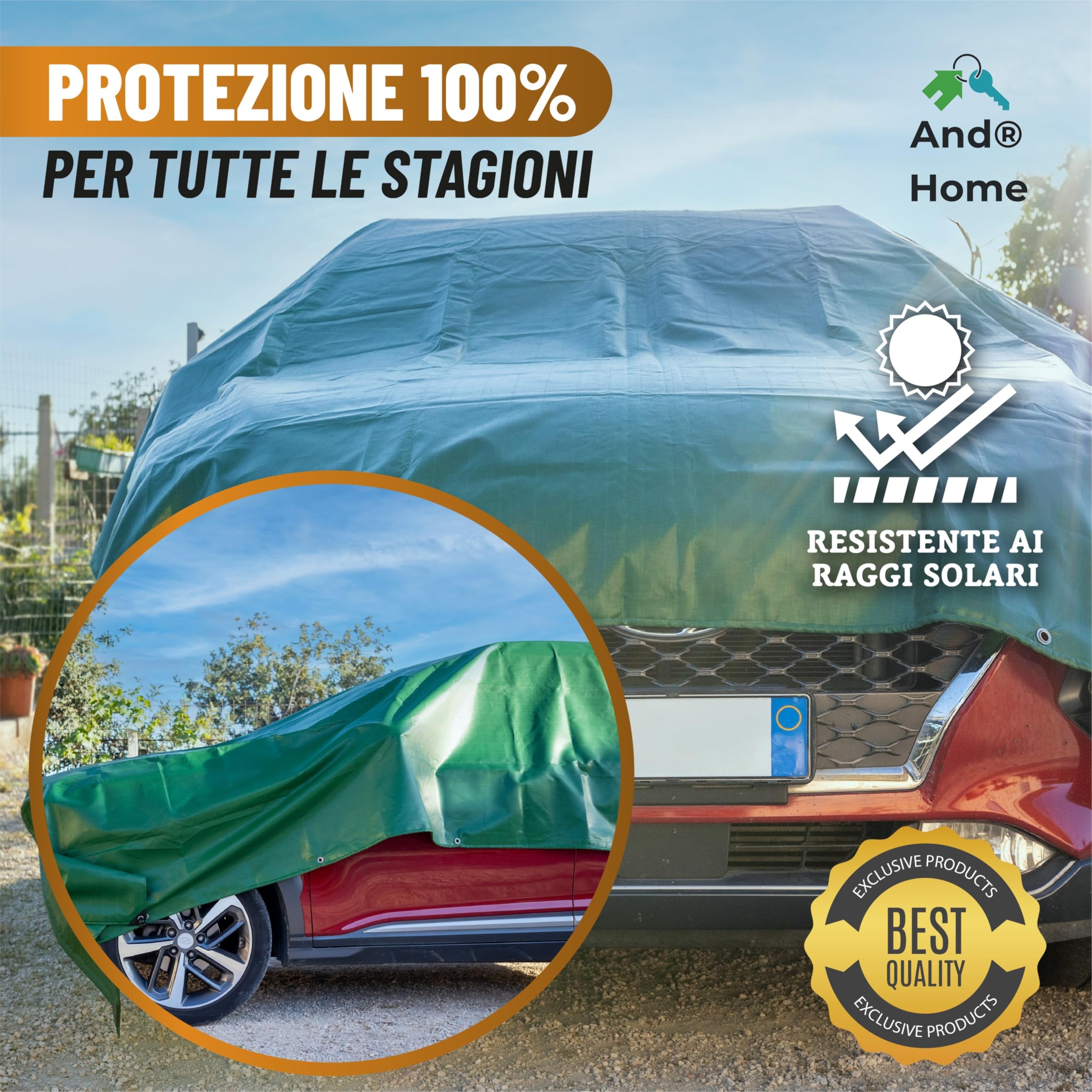 Telo/Telone Impermeabile Esterno - 3x2 METRI - ANTISTRAPPO - DURABILITA' 5 ANNI, Telo Copritutto Senza Elastici Inclusi, Telone Occhiellato Rinforzato, Verde, 110gr/mq