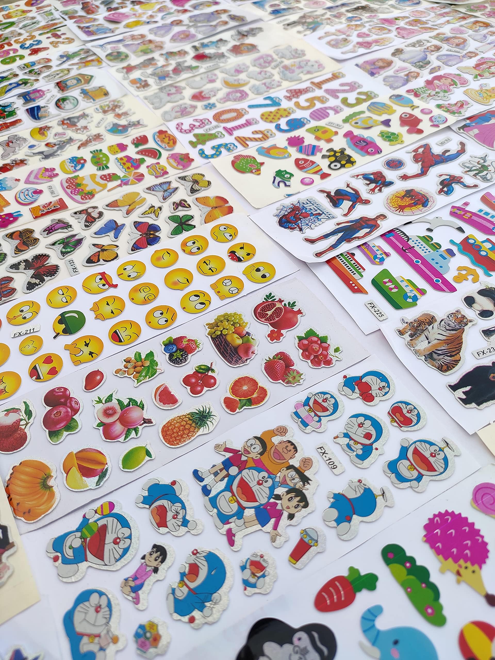 DSR Cartoon Puffy 3D Pvc Cute Mix Stickers Funny For Kids On Gifts (20 Sheet), removable
