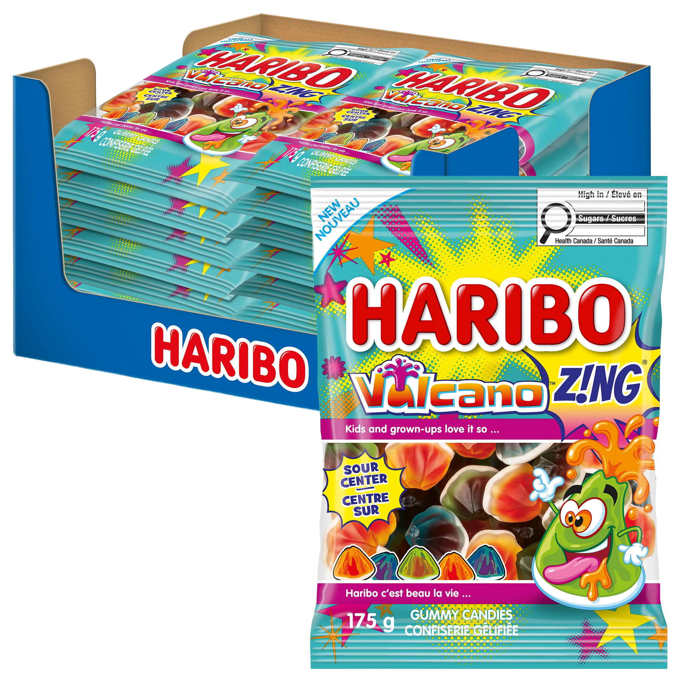 Haribo Z!NG Vulcano Gummy Candy, 3 Fruity Flavours, Tangy Liquid