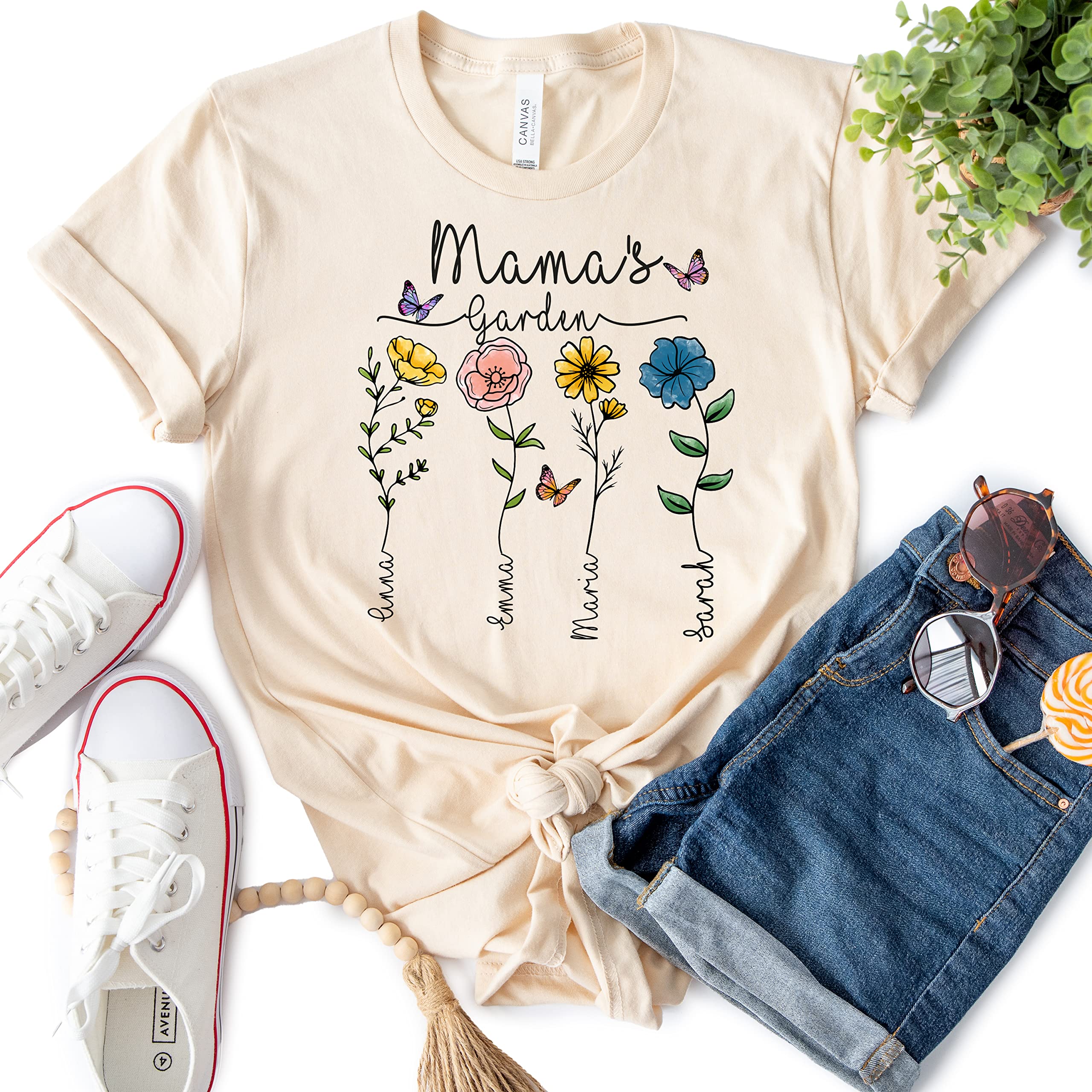 HandmadeMom's Garden Shirt, Custom Mothers Day Gift, Gift for Mom, Mothers Day Shirt, Mom Gift, Birth Month Flower, Personalized Birth Month Flower, Christmas Mom Shirt, Christmas Mama Gift, Custom Christmas