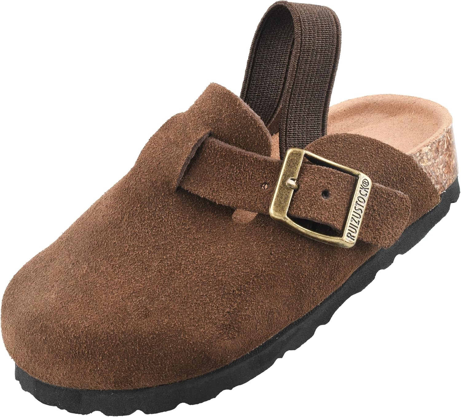 Kids Suede Clogs Toddler Clogs for Kids Boys Girls Sandals Comfort Leather Non-Slip Cork Footbed Adjustable Buckle Mules