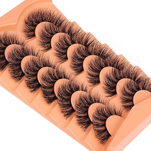 Miniatura 6 de wtvane - Pestañas postizas de visón sintético esponjosas y rizadas de 051 pulgadas de grosor volumen de aspecto natural paquete de 7 pares