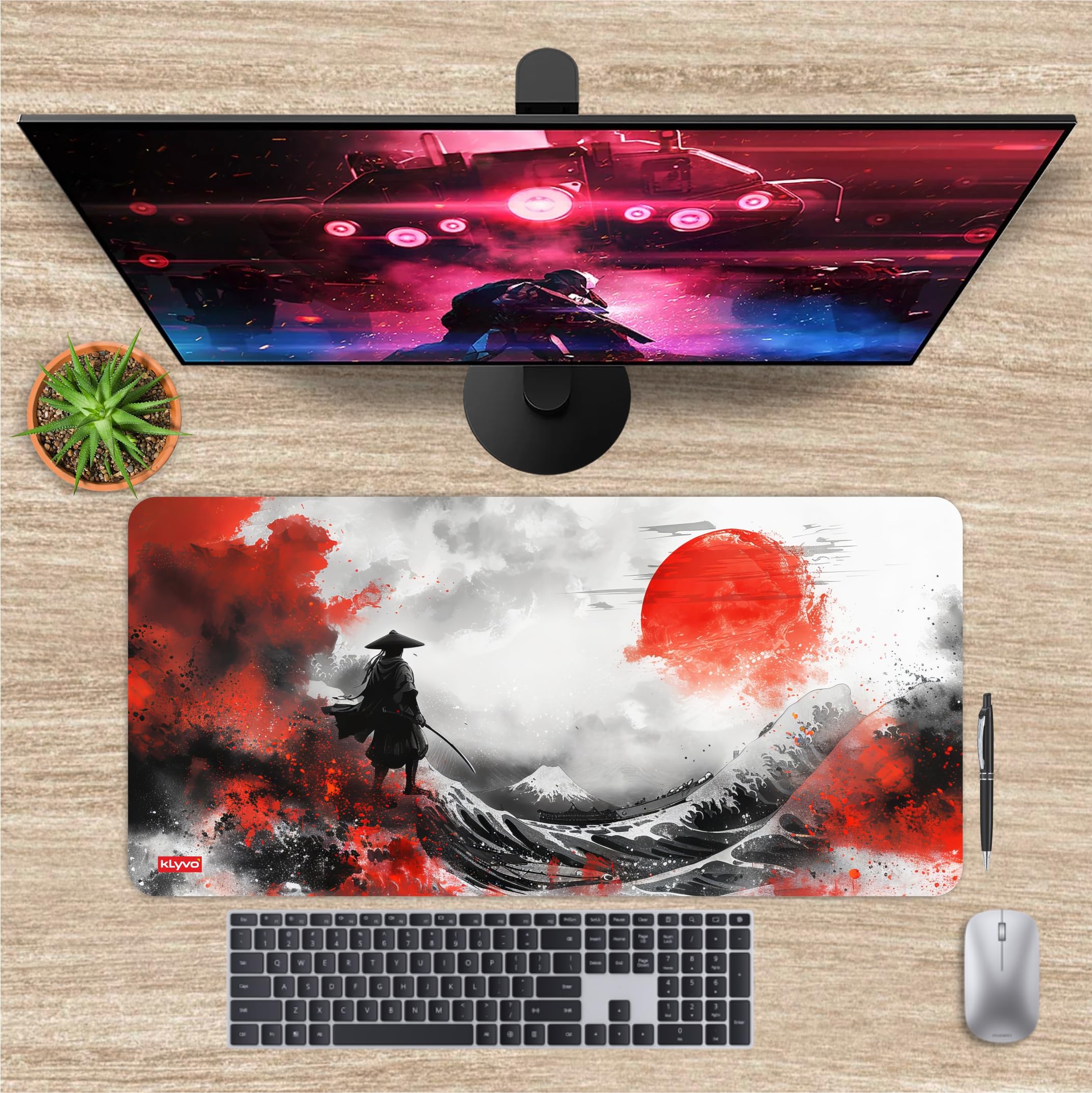 KLYVO Samurai Mousepad MP062|23x11 inch Large Printed Premium Anti Skid Rubber Base for Desktop Laptop Keyboard-picture-10