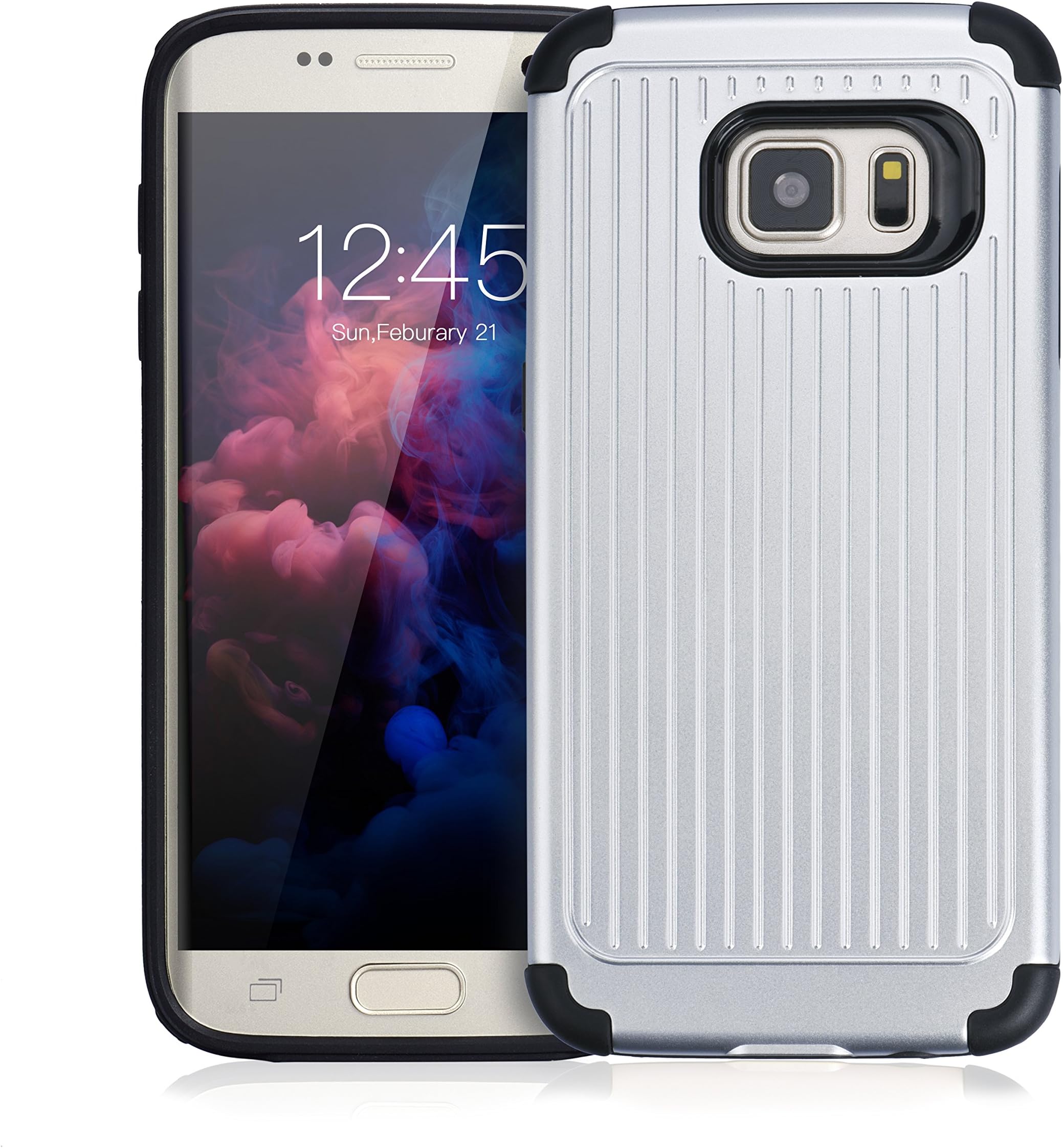 Samsung Galaxy S7 Edge Case, Qadou Adaptive Dynamic Soft Polymer Shockproof Case Protective Cover nonslip Phone Case for Samsung Galaxy Gear S7 edge Smartphone (Titanium Silver)