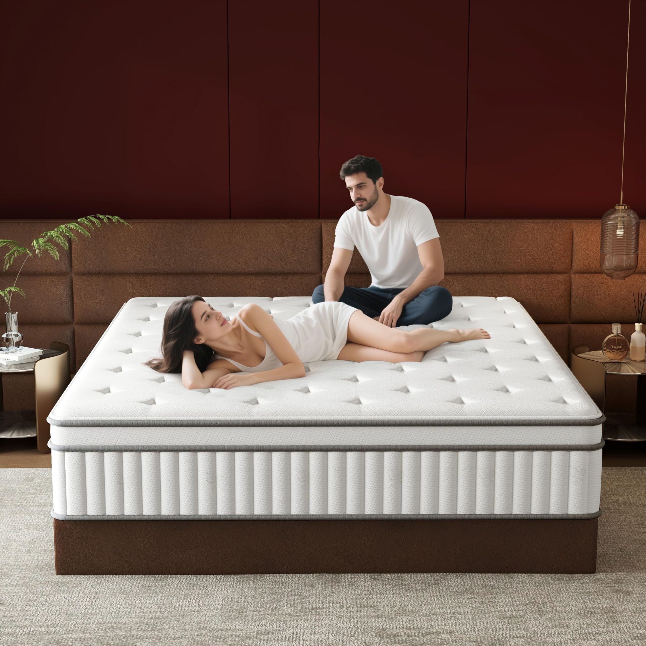 mikibama Full Size Mattress, 12 Inch Hybrid Full Mattress in a Box for Double Bed with Memory Foam and Pocket Spring,Tight Top Medium Firm Feel, 54"*