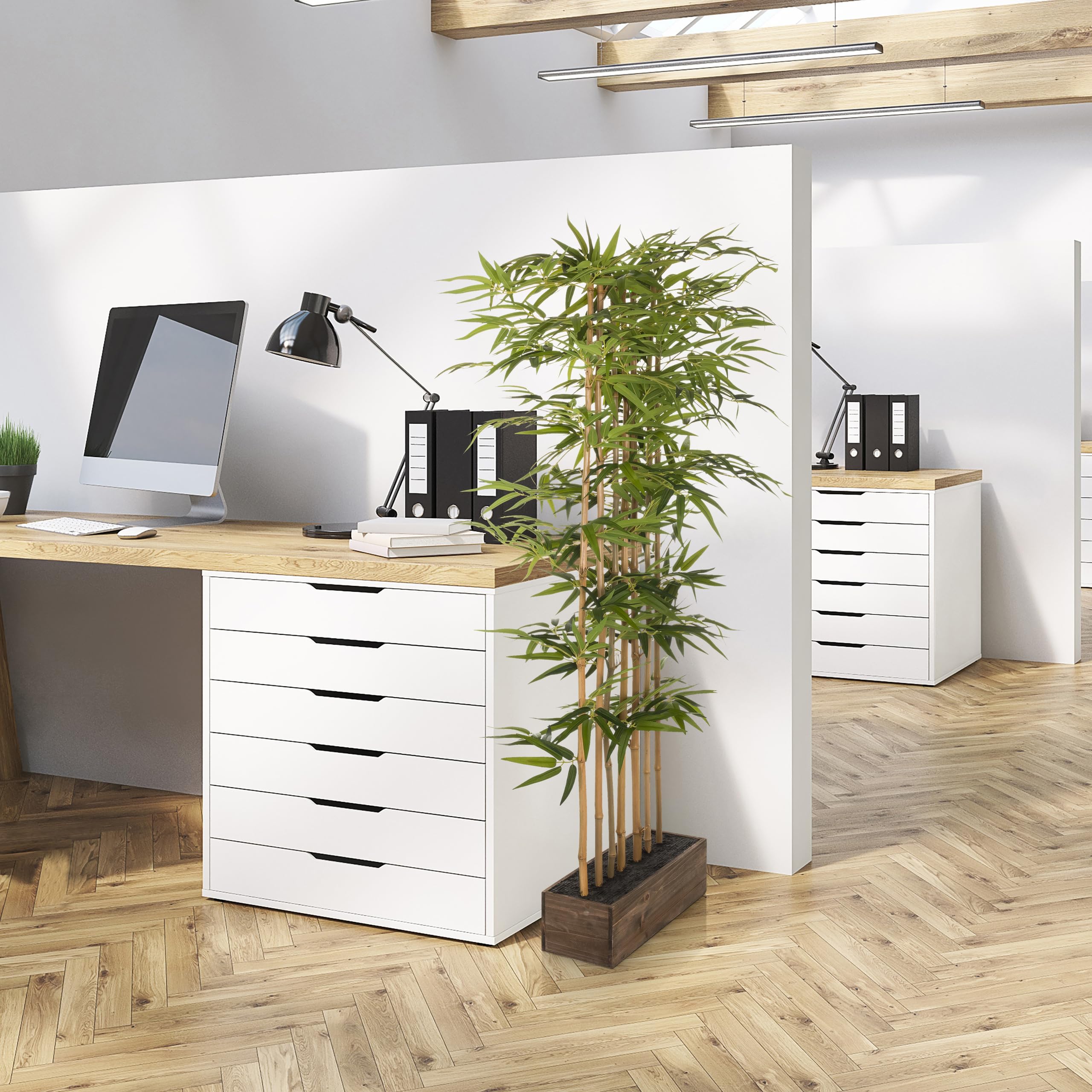 hjh OFFICE Planta Artificial Bamboo I Planta Artificial Decorativa 150cm, fácil de cuidar arbusto de bambú, Pantalla de privacidad árbol Artificial Verde, 871052