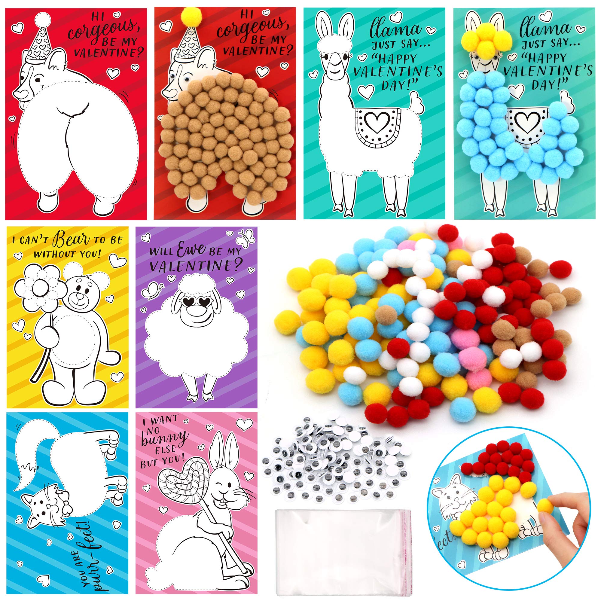 Amazon.com: 36 Pack Valentine's Animal PomPoms Craft Cards Valentines  Fluffy Pom Poms DIY Craft for Classroom Exchange Prizes Valentine's  Greeting Cards : Toys & Games