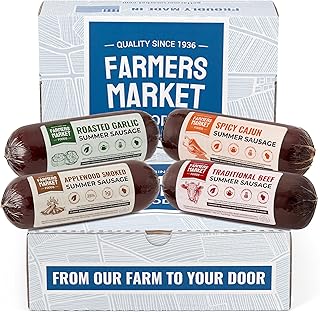 Farmers Market Gift Basket, Gluten Free, Keto, Paleo, Low Sodium, Zero Sugar, Summer Sausage Gift Set, 12oz 4-Pack Variety