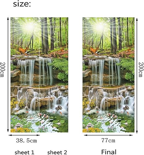 Miniatura 8 de FLFK Adhesivo para puerta  Papel tapiz para puerta de paisajes autoadhesivos, removible, 30.3 pulgadas de ancho x 78.7 pulgadas de largo, juego de 2