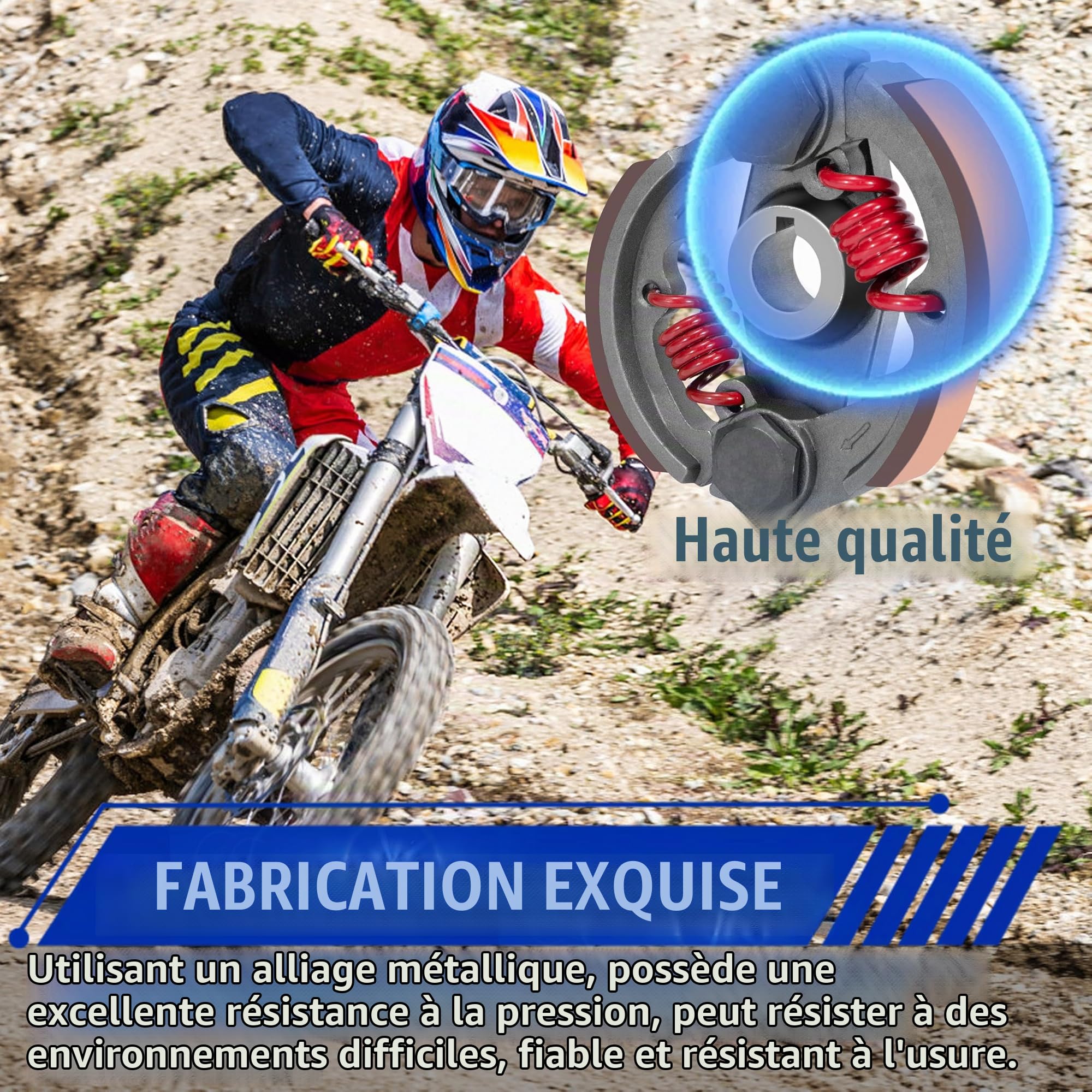 Tunejoy Embrayage de Vélo de Poche avec 2 Ressorts Embrayage Pocket Bike Le fer pour 2 Temps 43cc 47cc 49cc Mini Pocket Bike Dirt Pit Bike Quad ATV avec Rainuré Rouge