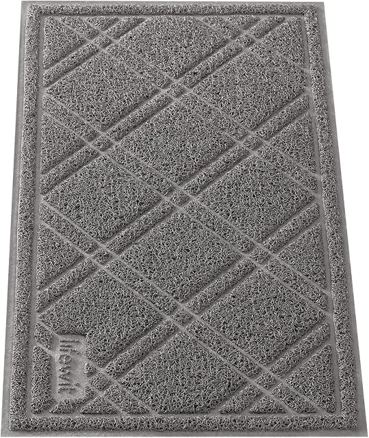 Lifewit Door Mat, 17"×30" , Traps Dirt Front Doormats, Non Slip Low-Profile, Durable & Washable Indoor Door Rugs for Entryway, Entrance, Garages, Decks, Patios, Grey