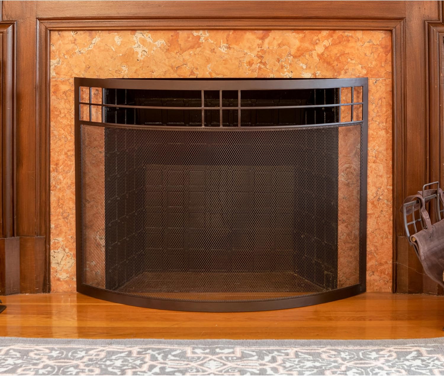 Minuteman International Arts & Crafts Curved Fireplace Screen