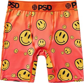 PSD Underwear Youth Boys Boxer Briefs - Smiley Print, Comfortable Active Underwear for Boys, Boys Underwear Packs & Singles