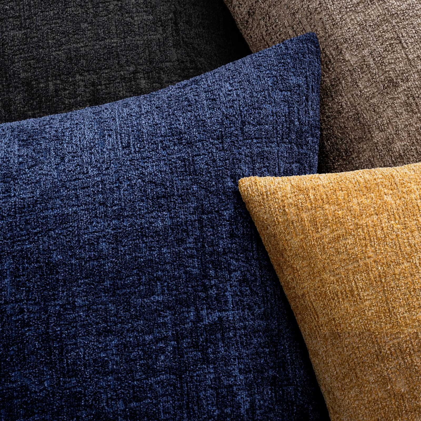 MIULEE Decorative Throw Pillow Covers 18x18 Pack of 2 Navy Blue Couch Pillow Covers Soft Cozy Textured Chenille Pillowcases for Home Decor Sofa Living Room Cushion Bedroom — view 3