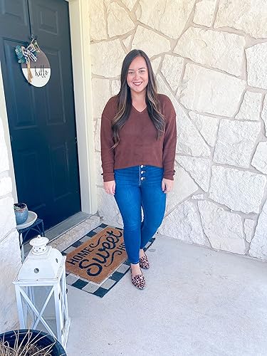 Miniatura 3 de II ININ Suéter de otoño 2024 para mujer, de manga larga, trajes de moda, casual, cuello en V, suéteres de gran