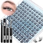 PHKERATA Natural Lash Clusters Kit Wispy Lash Extension Kit Cluster Eyelash Extensions Kit 110pcs DIY Eyelash Clusters at Home Individual Lashes with Lash Glue Bond and Seal and Tweezers, 10-16mm