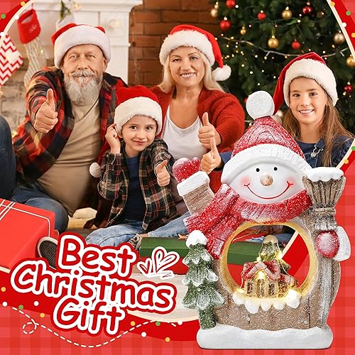 Miniatura 6 de Figuras de Muñeco de Nieve de Navidad Clásicos de Resina con Luces LED, Figuras de Muñeco de Nieve Ideales para Decoración Interior del Hogar que