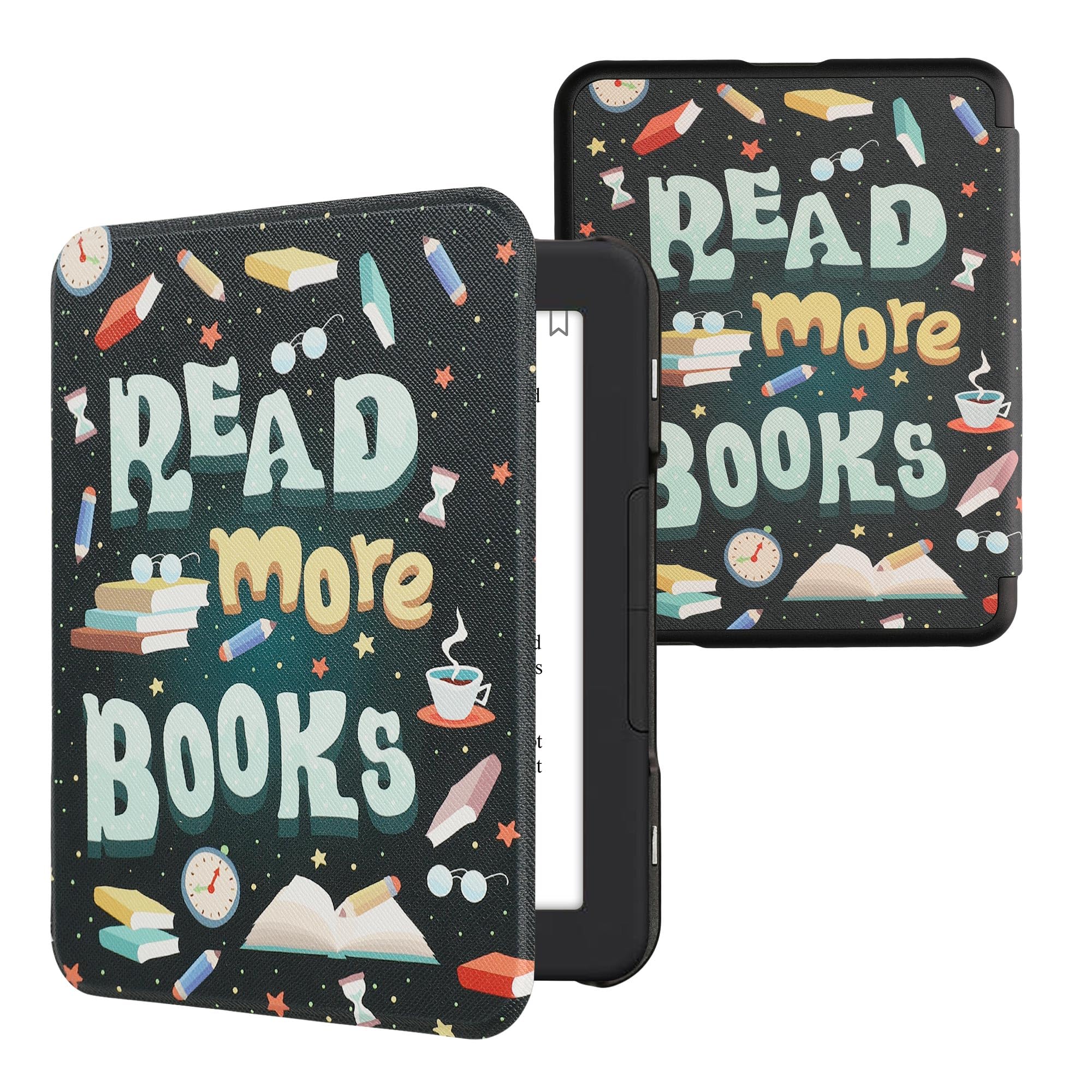 kwmobile Case Compatible with Barnes & Noble Nook Glowlight 4 / 4e Case - eReader Cover - Read More Books Blue/Yellow/Green