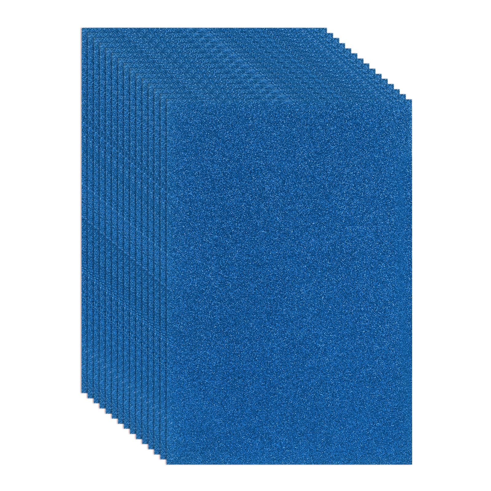 Feuille de mousse EVA bleu foncé à paillettes pour loisirs créatifs 30x20cm Lot de 15