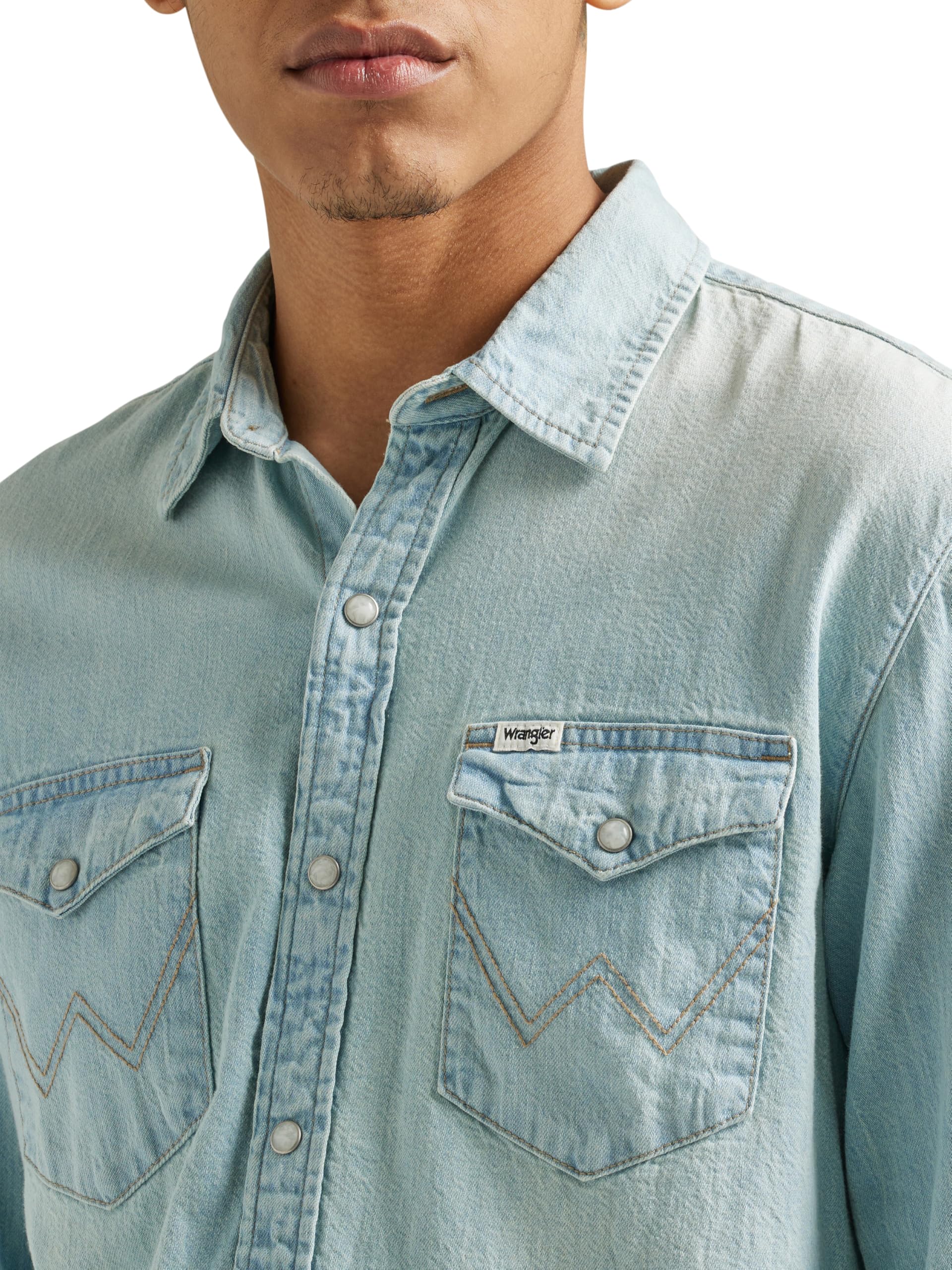 Wrangler Men's Long Sleeve Denim Shirt Camisa Vaquera de Manga Larga para Hombre Hombre