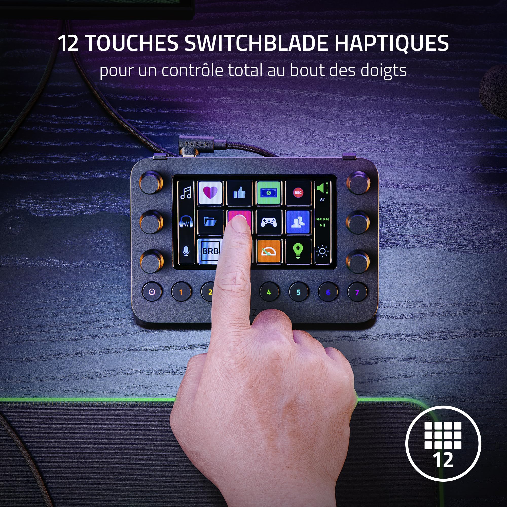 Razer Stream Controller - Contrôleur pour Le Streaming et la Création de Contenu (12 Touches Haptiques Commutables, 6 Cadrans Analogiques Tactiles, 8 Boutons Programmables) Noir