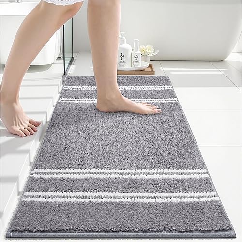Miniatura 7 de Alfombras de baño antideslizantes, lavables, de 24 x 17 pulgadas, ultra suaves, súper absorbentes, para suelo de baño, alfombra de baño de felpilla