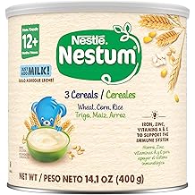 Nestle Nestum Junior Cereal, 3 Cereals - Wheat, Corn & Rice, Made for Toddlers 12 Months, 14.1 OZ Canister Pack of 1