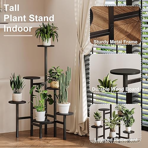 Miniatura 3 de Estante de plantas de 6 niveles para esquinas de interior y exterior, estante alto y grande para múltiples plantas, soporte escalonado para macetas