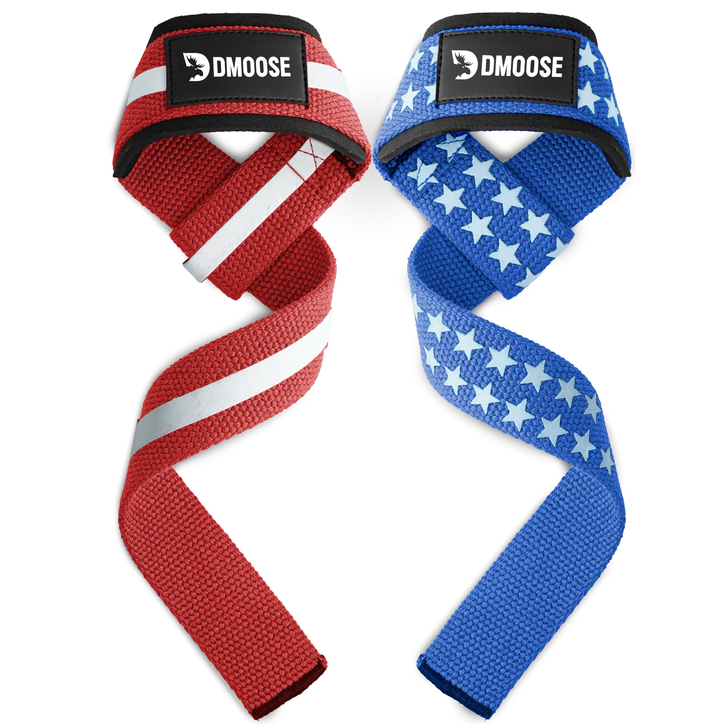 DMoose Fitness Lifting Straps - 4mm Neoprene Padded Wrist Straps for Weightlifting & Powerlifting - Cotton Lifting Strap with Silicone Grip for Men & Women - Durable Deadlift Strap for Gym Workout
